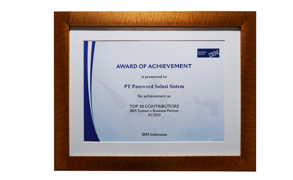 IBM Award Of Achievement Top 20 Contributors